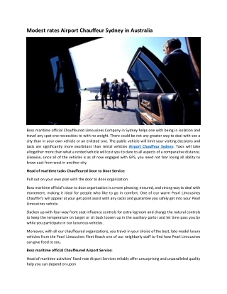 Modest rates Airport Chauffeur Sydney in Australia