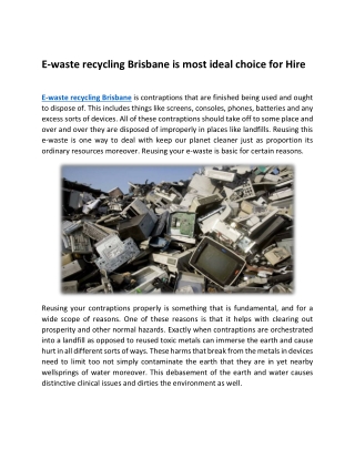 E-waste recycling Brisbane is most ideal choice for Hire