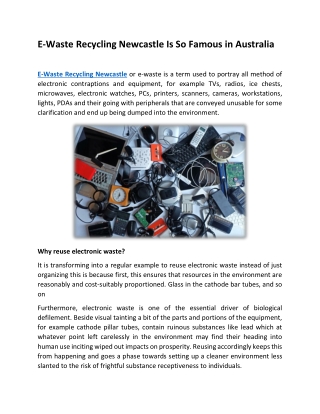 E-Waste Recycling Newcastle Is So Famous in Australia