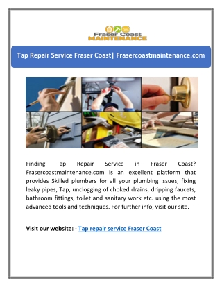 Tap Repair Service Fraser Coast| Frasercoastmaintenance.com