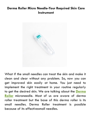 Derma Roller Micro Needle-Your Required Skin Care Instrument