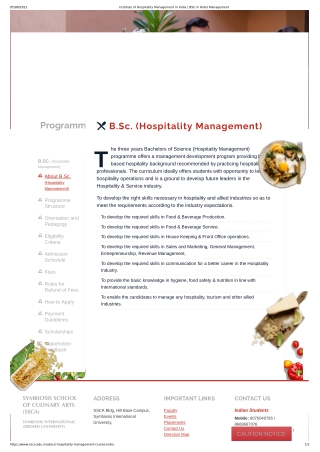 Institute of Hospitality Management in India _ BSC in Hotel Management