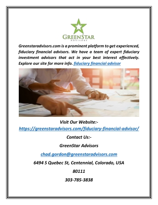 Fiduciary Financial Advisor | Greenstaradvisors.com