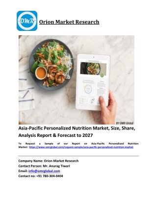 Asia-Pacific Personalized Nutrition Market Trends, Size, Competitive Analysis an