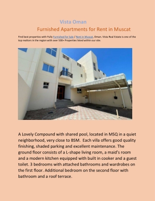 Furnished Apartments for Rent in Muscat