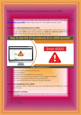 Ways to Fix QuickBooks Error 6000