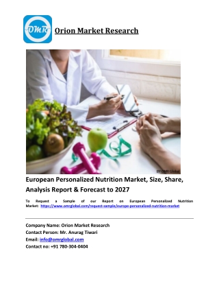 European Personalized Nutrition Market Growth, Size, Share, Industry Report and