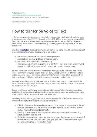 How to transcribe Voice to Text