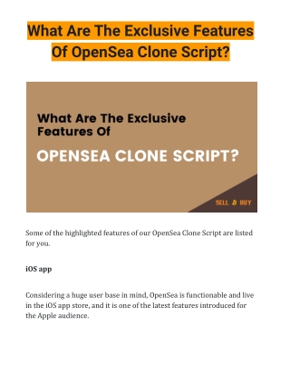 What Are The Exclusive Features Of OpenSea Clone Script