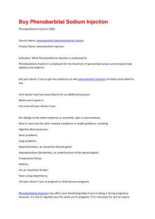 Buy Phenobarbital Sodium Injection^- Buy Phenobarbital Sodium Injection