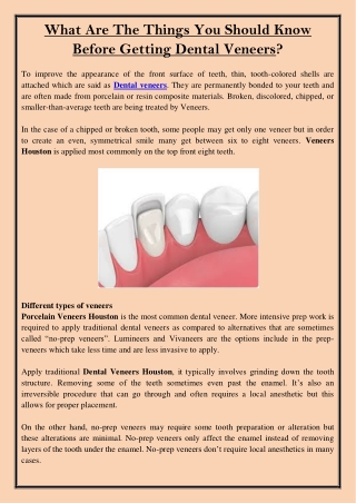 What Are The Things You Should Know Before Getting Dental Veneers