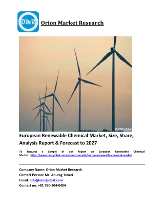European Renewable Chemical Market Trends, Size, Competitive Analysis and Foreca