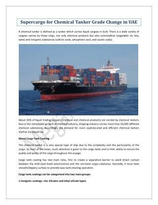 Supercargo for Chemical Tanker Grade Change in UAE