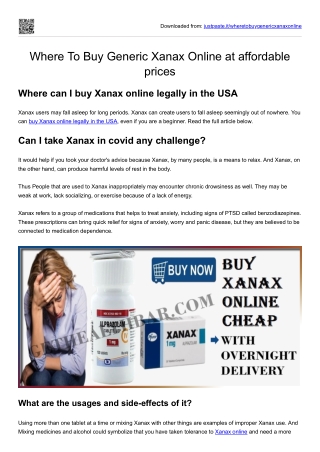 Where To Buy Generic Xanax Online at affordable prices