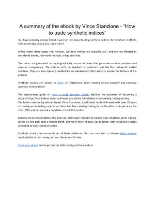 Ebook Summary - How to trade synthetic indices