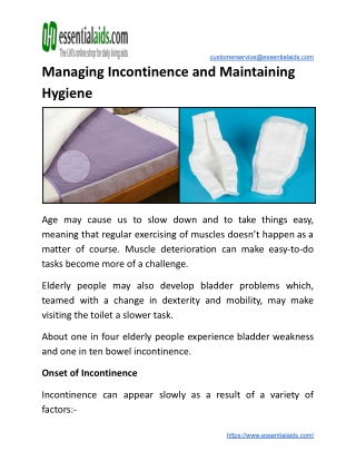 Managing Incontinence and Maintaining Hygiene