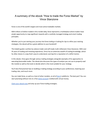 Ebook Summary - How to trade the Forex Market