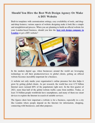 Hire the Best Web Design Agency Or Make A DIY Website