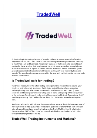 TradeWell Broker Review