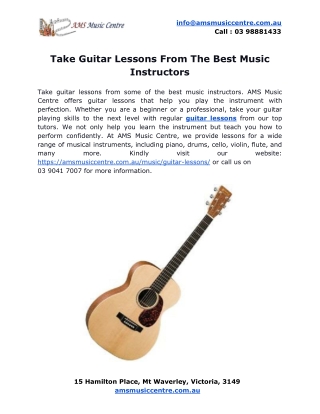 Take Guitar Lessons From The Best Music Instructors