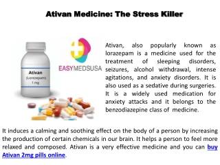 Ativan Medicine: The Stress Killer