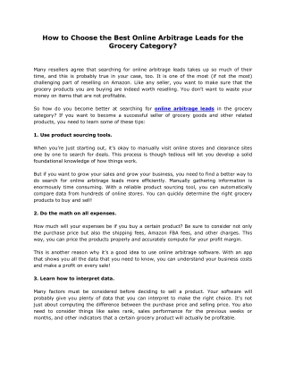 How to Choose the Best Online Arbitrage Leads for the Grocery Category