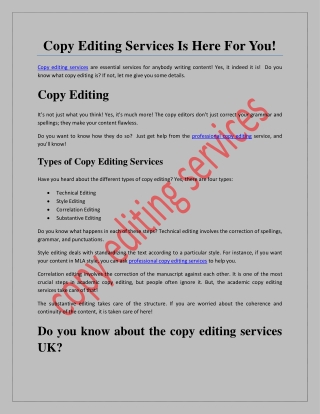 Copy Editing Services Is Here For You!
