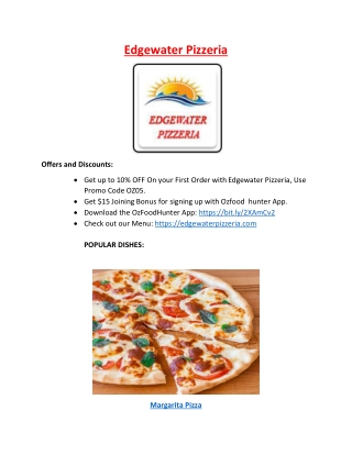 10% off - Edgewater Pizza Restaurant Menu, WA