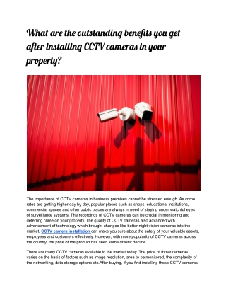 What are the outstanding benefits you get after installing CCTV cameras in your property (1)