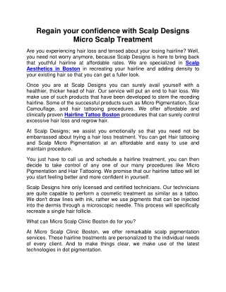 Regain your confidence with Scalp Designs Micro Scalp Treatment