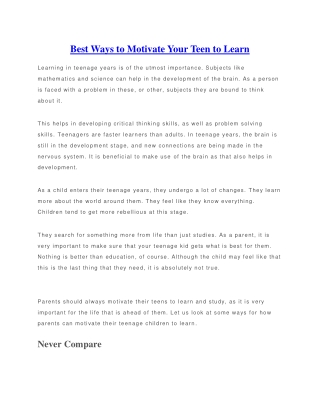 Best Ways to Motivate Your Teen to Learn