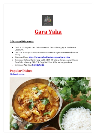 5% Off - Gara Yaka Sri Lankan Menu Nerang, QLD