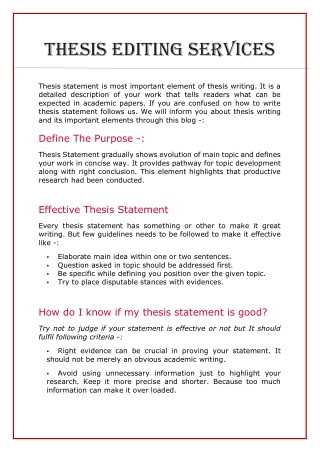 THESIS EDITING SERVICES