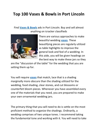 Top 100 Vases & Bowls in Port Lincoln