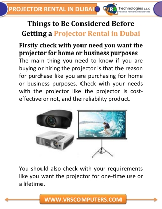 Things to Be Considered Before Projector Rental in Dubai