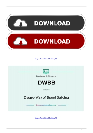 Diageo Way Of Brand Building Pdf
