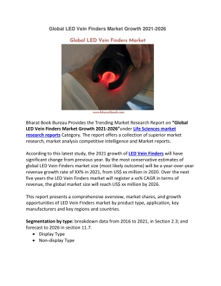 Global LED Vein Finders Market Growth 2021