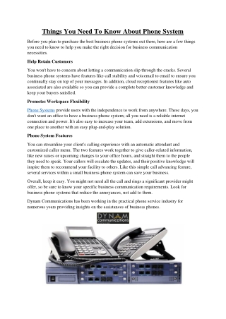 Things You Need To Know About Phone System