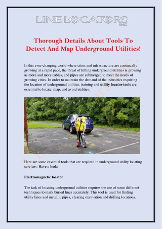 Details About Tools To Detect And Map Underground Utilities - Line Locators Inc.