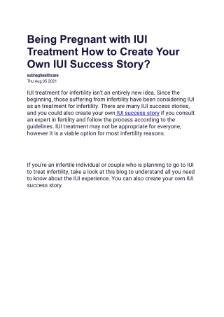Being Pregnant with IUI Treatment How to Create Your Own IUI Success Story