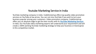 Youtube Marketing Service in India