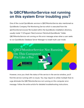 How to Solve QBCFMonitorService not running on this computer Error?