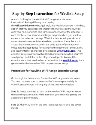 Step-by-Step Instructions for Wavlink Setup