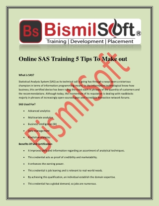 Online SAS Training 5 Tips To Make out