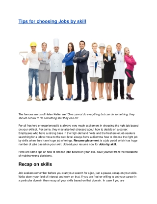 Tips for choosing Jobs by skill