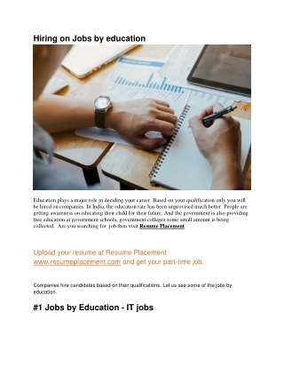 Hiring on Jobs by education