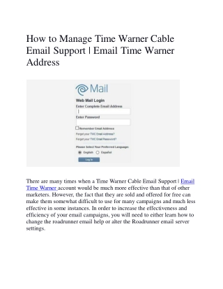 Time Warner Cable Email Support  Email Time Warner