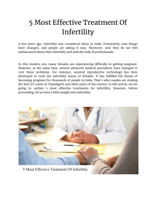 5 Most Effective Treatment For Infertility