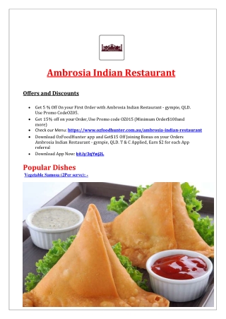 5% OFF - Indian restaurant gympie - Ambrosia Menu, QLD