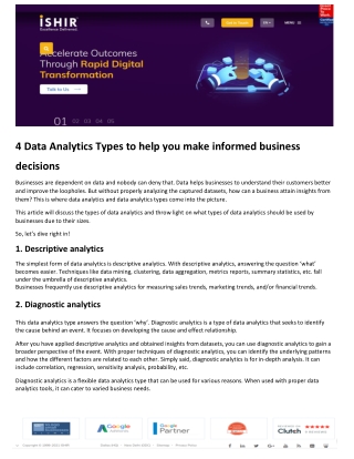 4 Data Analytics Types to help you make informed business decisions